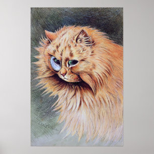 Poster Chat avec un monocle, Louis Wain