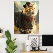 Poster Chat avec un sac à dos. (Bureau à domicile)