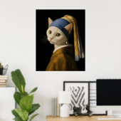 Poster Chat avec une perle d'oreille (Bureau à domicile)