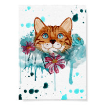 Chat Bengal à l'aquarelle libre