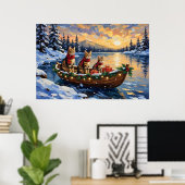 Poster Chat Bengal Noël Bateau Fêtes (Bureau à domicile)