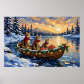 Poster Chat Bengal Noël Bateau Fêtes (Devant)
