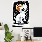 Poster Chat blanc de dessin | Art AI (Bureau à domicile)
