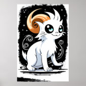 Poster Chat blanc de dessin | Art AI (Devant)
