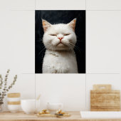 Poster Chat Blanc Drôle avec Attitude, Pas Impressionné – (Cuisine)