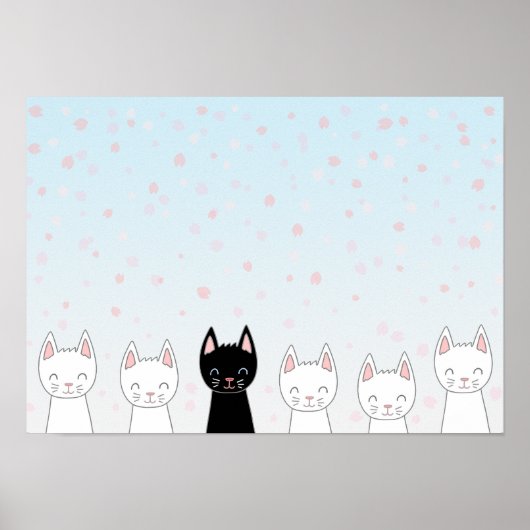 Poster Chat blanc et chat noir (Devant)