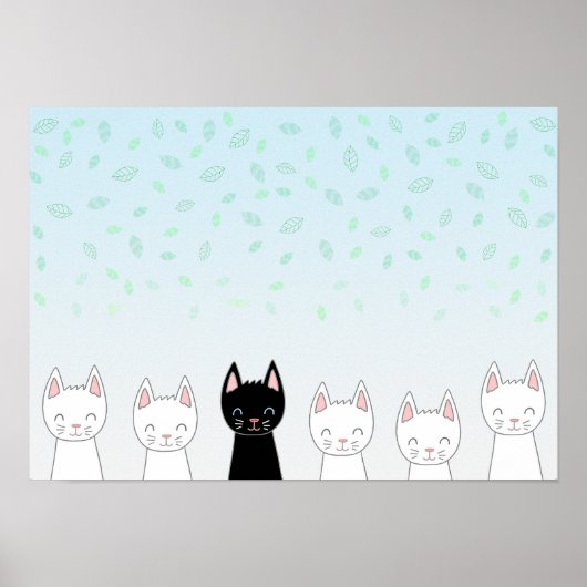 Poster Chat blanc et chat noir (Devant)