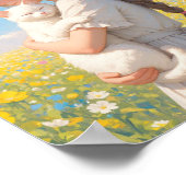 Poster Chat Blanc et Fille Anime (Coin)