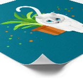 Poster Chat blanc géométrique passant devant un pot plant (Coin)