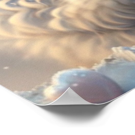 Poster Chat blanc mignon tenant coeur art personnalisé (Coin)