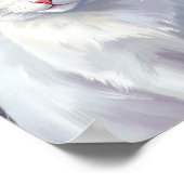 Poster Chat Blanc | Peinture de Chat de Compagnie à l'Aqu (Coin)