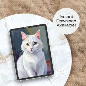 Poster Chat Blanc | Peinture de Chat de Compagnie à l'Aqu