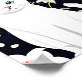 Poster Chat blanc souriant au milieu des fleurs sans cout (Coin)