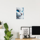 Poster Chat blanc vertical aux yeux bleus (Bureau à domicile)