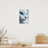 Poster Chat blanc vertical aux yeux bleus (Cuisine)