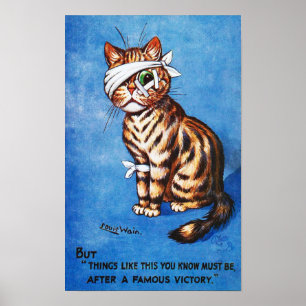 Poster Chat Blessure Honorable, Louis Wain