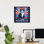 Poster Chat bleu pour Kamala 2024 Démocrate aux élections (Bureau à domicile)