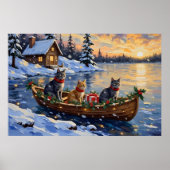 Poster Chat Bleu Russe Noël Bateau Fêtes (Devant)