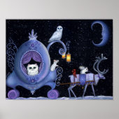 Poster Chat Blue Carriage Hivernal Chouette Neige Blanc C (Devant)