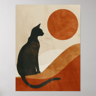Poster Chat Bohème Silhouette | Minimaliste Abstrait Couc