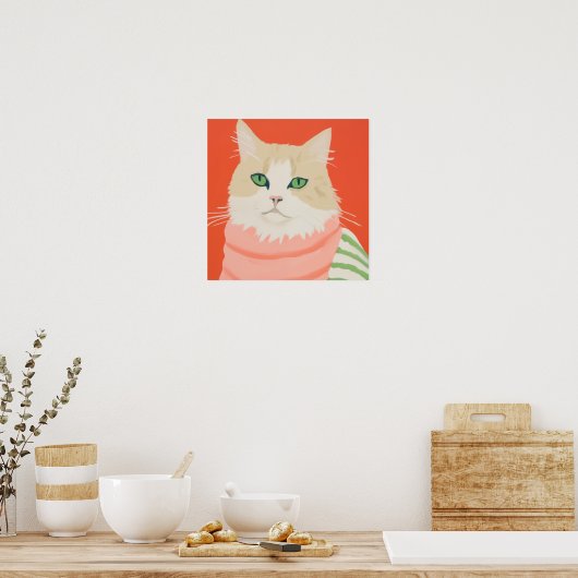 Poster Chat Boho mignon (Cuisine)