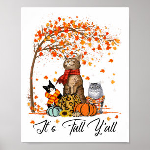 Poster Chat C’est l’automne Y’all Citrouille Automne Hall