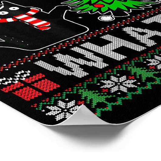 Poster Chat Ce Chat Noir Drôle Poussant Arbre De Noël (Coin)