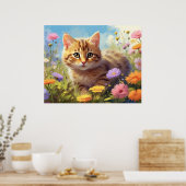 Poster *~*  Chat Chaton 5:4  Champ de Chatons Fleurs Sauv (Cuisine)