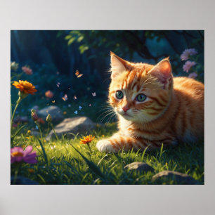 Poster *~* Chat Chaton 5:4 Félin Chatteau Atteignant Fle