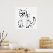 Poster Chat Chaton Maneki Neko Invite (Cuisine)