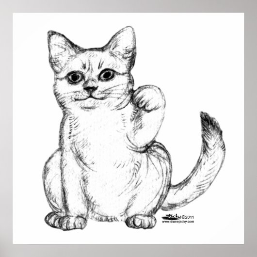 Poster Chat Chaton Maneki Neko Invite (Devant)