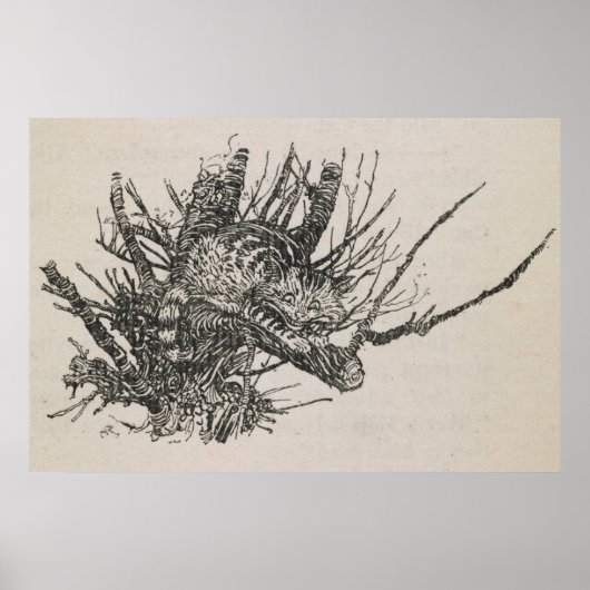 Poster Chat Cheshire dans un arbre Arthur Rackham (Devant)