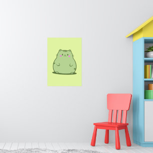 Poster Chat Chubby Matcha Vert