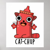 Poster Chat-chup Funny Ketchup Pun (Devant)