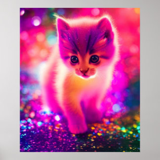 Poster chat coloré