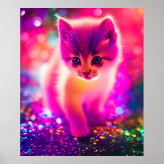 Poster chat coloré (Devant)