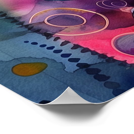 POSTER CHAT COLORÉ BLANC (Coin)