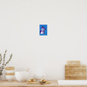 Poster Chat confortable peint Kitty mignon Feline Fun Blu (Cuisine)