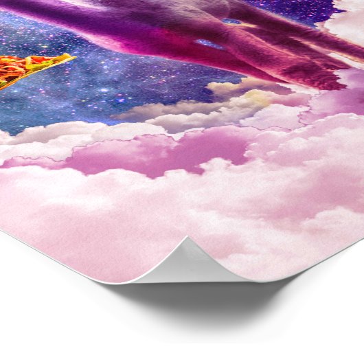 Poster Chat cosmique équitation Alpaca Unicorn (Coin)