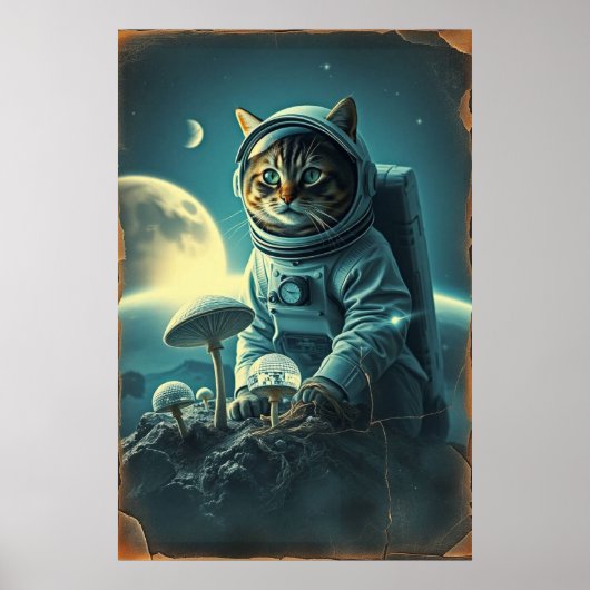 Poster Chat cosmique sur Disco MuShrooms (Devant)