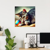 Poster Chat court européen (Bureau à domicile)