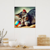 Poster Chat court européen (Cuisine)