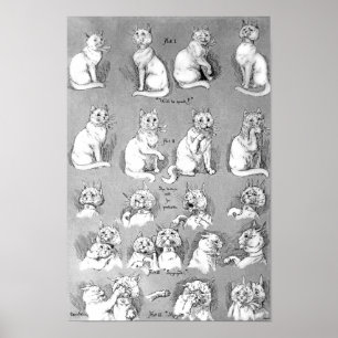 Poster Chat, Courtoisie & Mariage, Mariée, Louis Wain