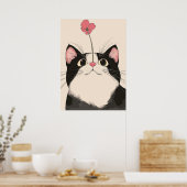 Poster Chat curieux avec une fleur (Cuisine)