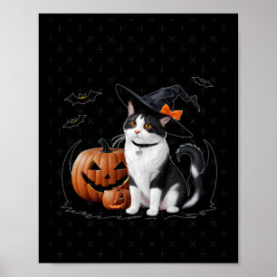 Poster Chat Cute À L'Autocollant De La Fête D'Halloween