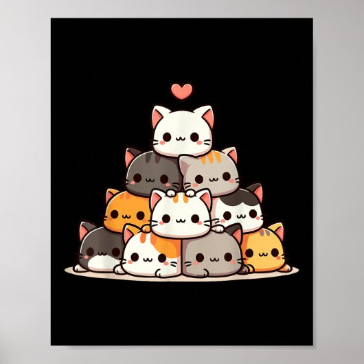 Poster Chat Cute Chats Anime Kawaii Neko (Devant)