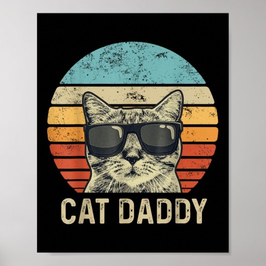 Poster Chat Daddy Retro Chat Sungles Cool Chat Papa Cadea (Devant)