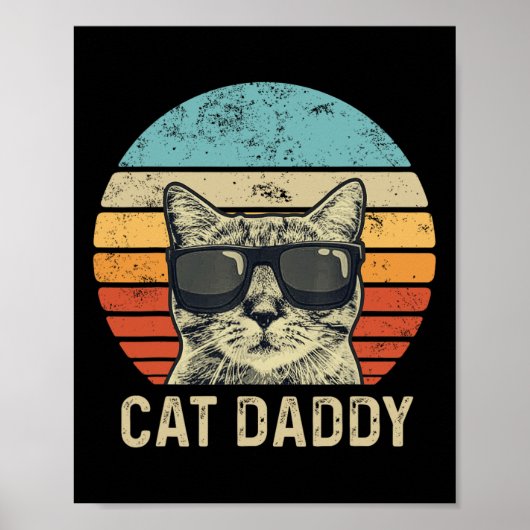 Poster Chat Daddy Retro Chat Sungles Cool Chat Papa Cadea (Devant)