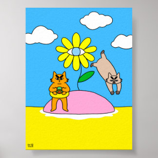 Poster Chat d'ambiance estivale colorée