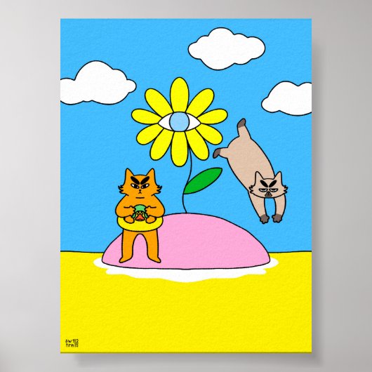 Poster Chat d'ambiance estivale colorée (Devant)